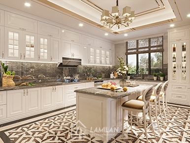 TỦ BẾP CHỮ L CÓ CỬA SỔ THOÁNG MÁT