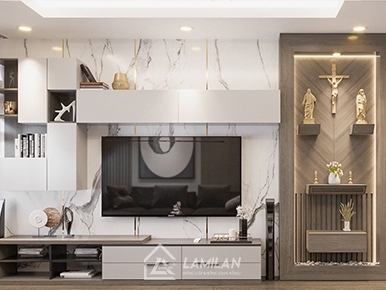 VÁCH NGĂN PHÒNG KHÁCH KẾT HỢP KỆ TIVI ĐẸP, HIỆN ĐẠI